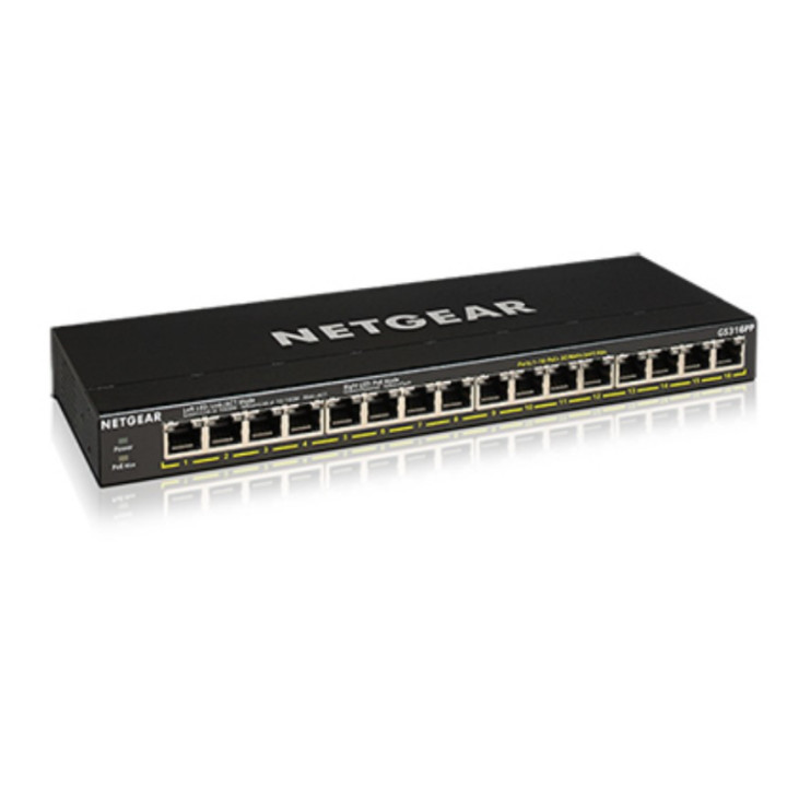Netgear GS316PP Não-gerido Gigabit Ethernet (10 100 1000) Power over Ethernet (PoE) Preto