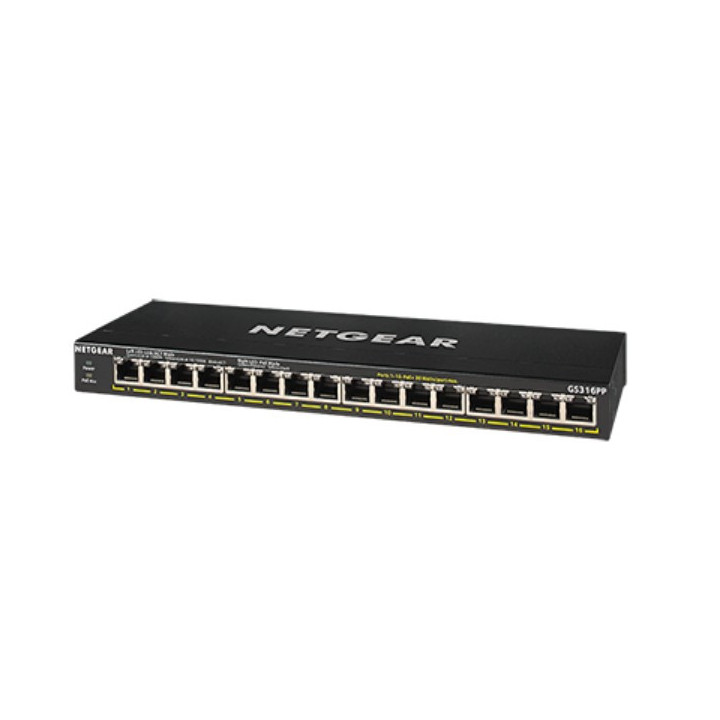 Netgear GS316PP Não-gerido Gigabit Ethernet (10 100 1000) Power over Ethernet (PoE) Preto