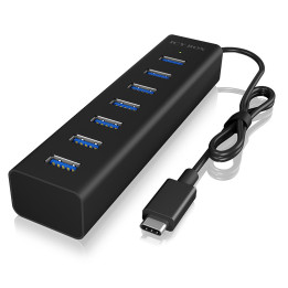 ICY BOX IB-HUB1700-C3 hub de interface USB 3.2 Gen 1 (3.1 Gen 1) Type-C 5000 Mbit s Preto