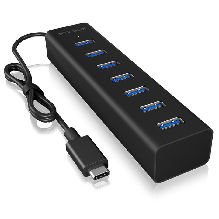 ICY BOX IB-HUB1700-C3 hub de interface USB 3.2 Gen 1 (3.1 Gen 1) Type-C 5000 Mbit s Preto