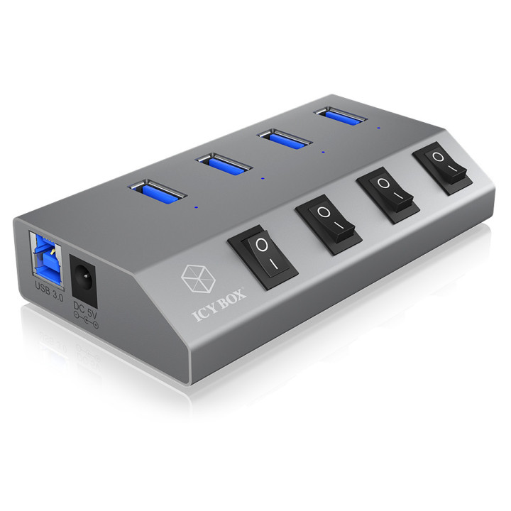 ICY BOX IB-HUB1405 USB 3.2 Gen 1 (3.1 Gen 1) Type-B 5000 Mbit s Antracite