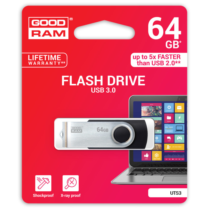 Goodram UTS3 unidade de memória USB 64 GB USB Type-A 3.2 Gen 1 (3.1 Gen 1) Preto