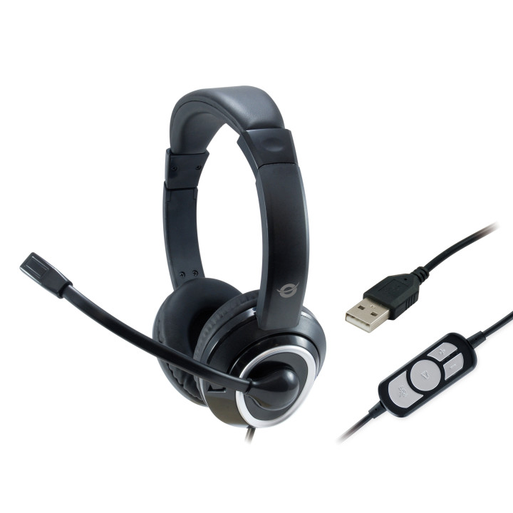 Conceptronic POLONA Auscultadores Fita de cabeça USB Type-A Preto