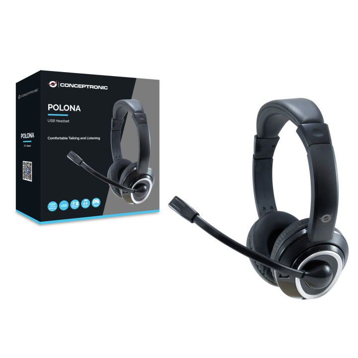 Conceptronic POLONA Auscultadores Fita de cabeça USB Type-A Preto