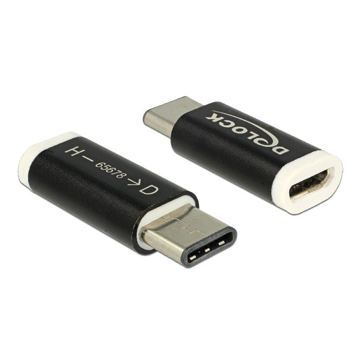 DeLOCK 65678 cable gender changer USB 2.0-C USB 2.0 Micro-B Preto, Branco