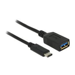 DeLOCK 0.15m USB 3.1 cabo USB 0,15 m USB 3.2 Gen 2 (3.1 Gen 2) USB C USB A Preto