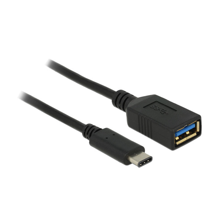 DeLOCK 0.15m USB 3.1 cabo USB 0,15 m USB 3.2 Gen 2 (3.1 Gen 2) USB C USB A Preto