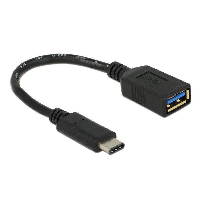 DeLOCK 0.15m USB 3.1 cabo USB 0,15 m USB 3.2 Gen 2 (3.1 Gen 2) USB C USB A Preto
