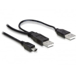 DeLOCK 2x USB2.0-A male   USB mini 5-pin cabo USB 1 m USB A Mini-USB B Preto