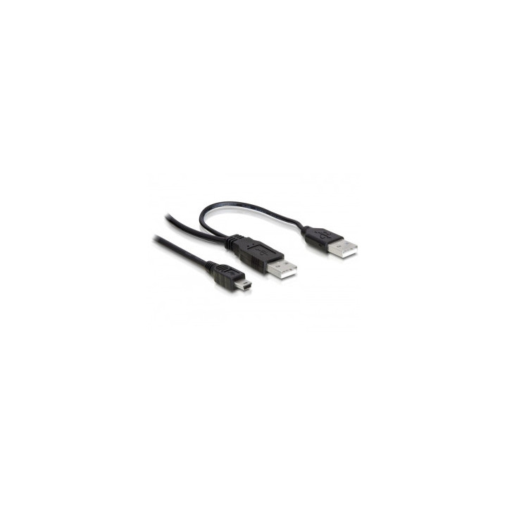 DeLOCK 2x USB2.0-A male   USB mini 5-pin cabo USB 1 m USB A Mini-USB B Preto