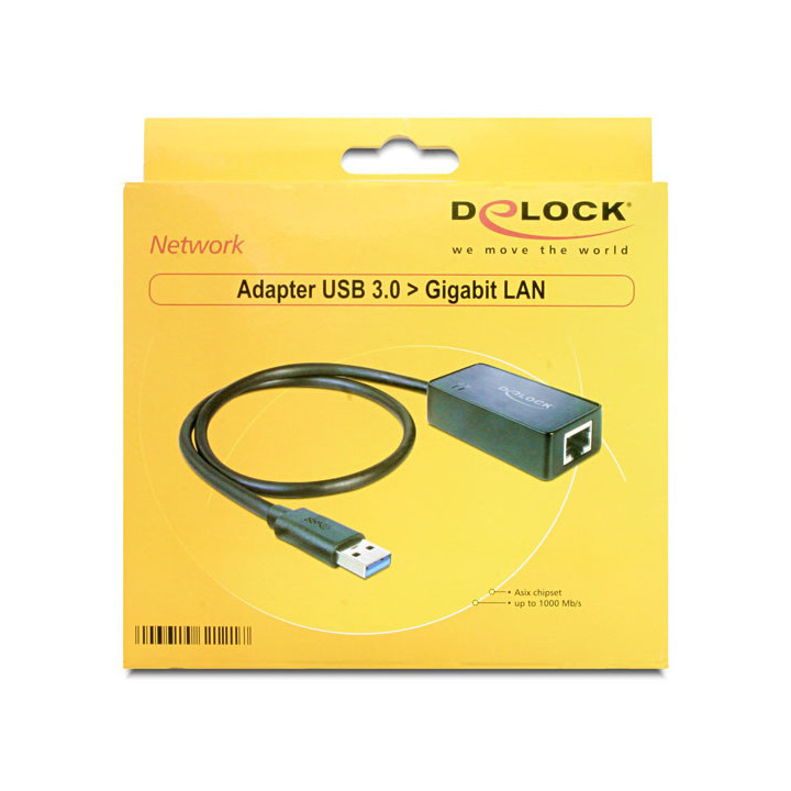 DeLOCK 62121 cable gender changer USB3.0-A RJ45 Preto