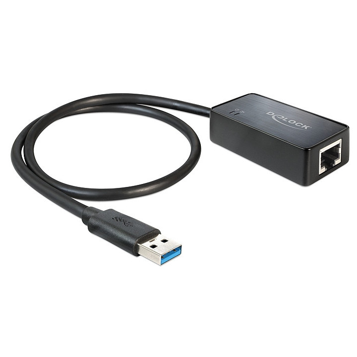 DeLOCK 62121 cable gender changer USB3.0-A RJ45 Preto