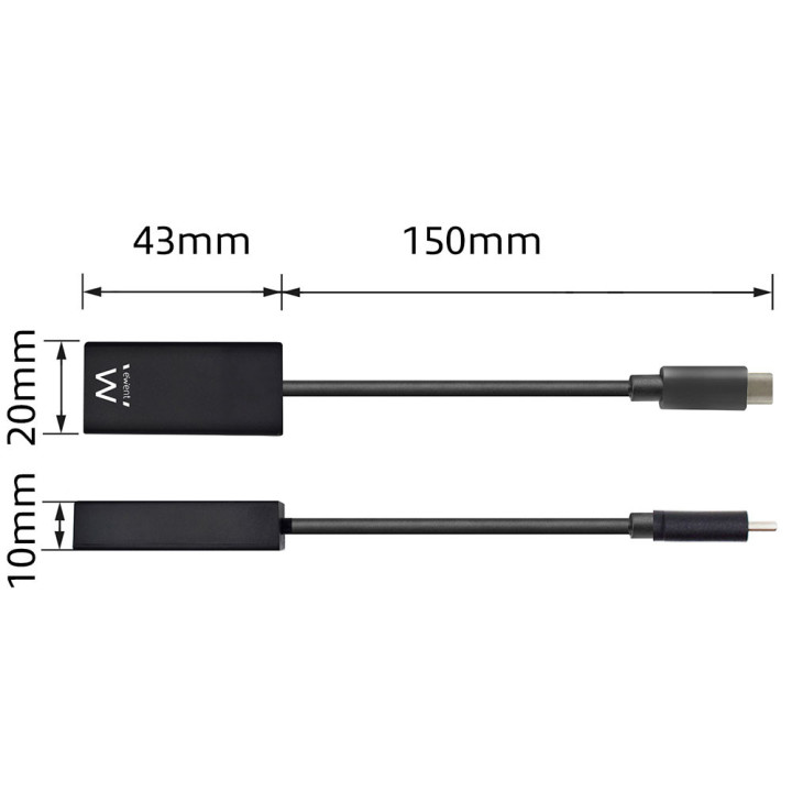 Ewent EW9823 adaptador de cabo de vídeo 0,15 m USB Type-C HDMI Type A (Standard) Preto