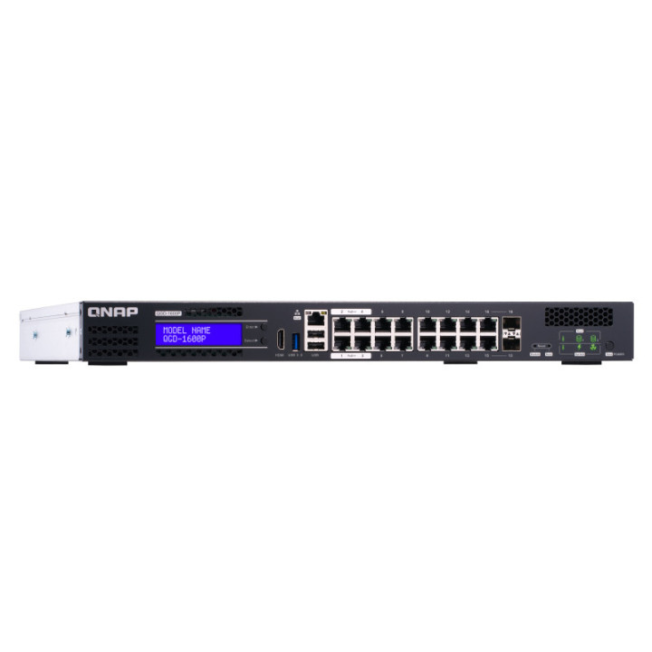 QNAP QGD-1600P Gerido Gigabit Ethernet (10 100 1000) Power over Ethernet (PoE) Preto, Cinzento