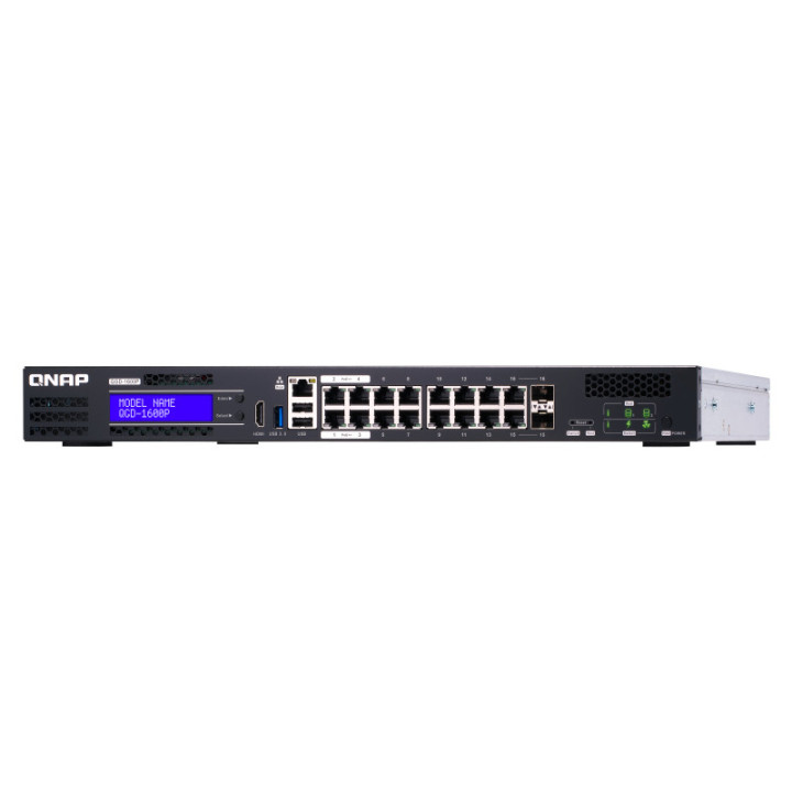 QNAP QGD-1600P Gerido Gigabit Ethernet (10 100 1000) Power over Ethernet (PoE) Preto, Cinzento