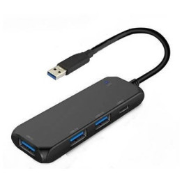 HQ HUB USB Compacto 4 Portas (3X USB-A + 1X USB-C) Preto - UA090A