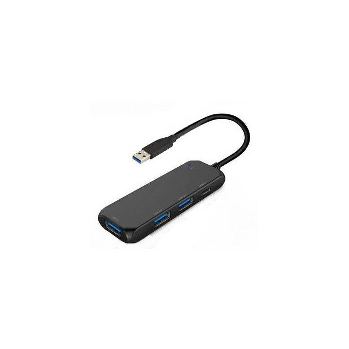 HQ HUB USB Compacto 4 Portas (3X USB-A + 1X USB-C) Preto - UA090A