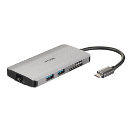D-Link DUB-M810 base & duplicador de portas Com fios Thunderbolt 3 Prateado