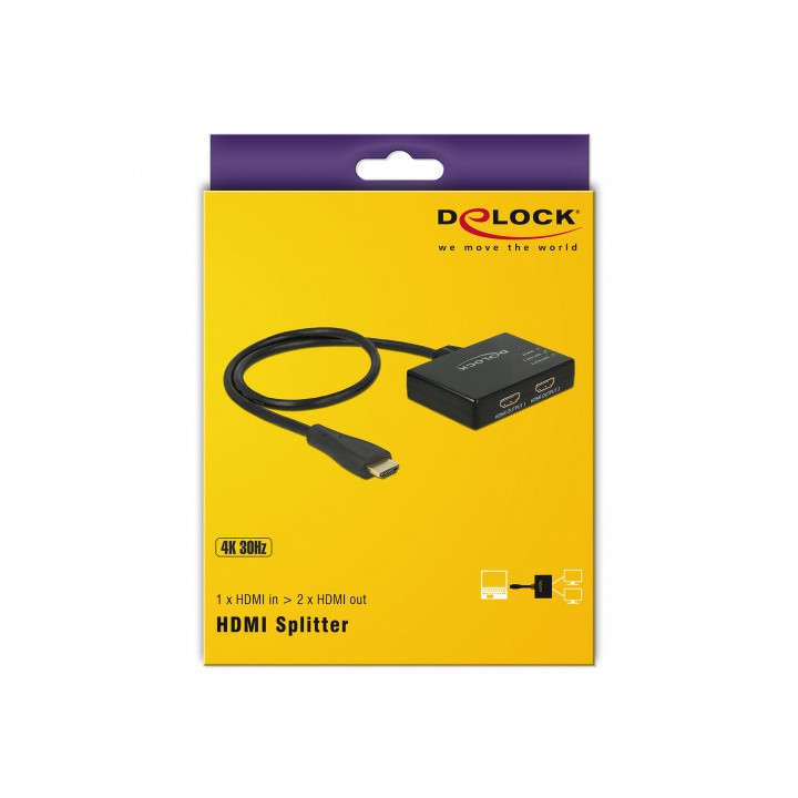 Delock HDMI Splitter 1xHDMI in p/ 2xHDMI out 4K 30 Hz