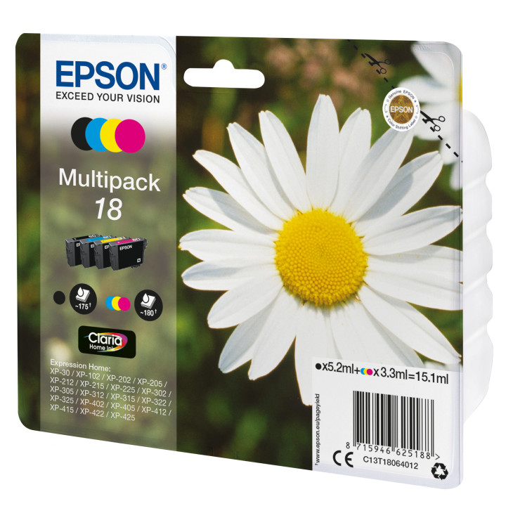 Epson Daisy C13T18064012 tinteiro 1 unidade(s) Original Rendimento padrão Preto, Ciano, Magenta, Amarelo