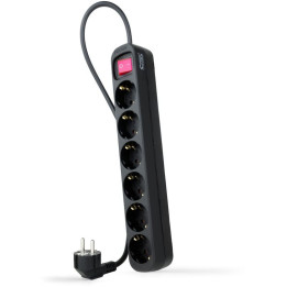 Nanocable Régua 6 Tomadas com switch 1.4 M Preto