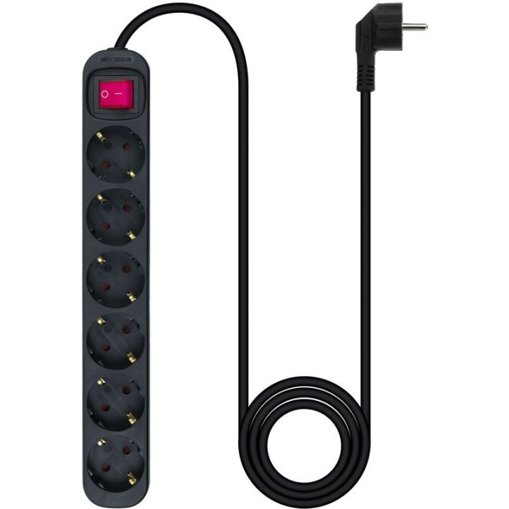 Nanocable Régua 6 Tomadas com switch 1.4 M Preto