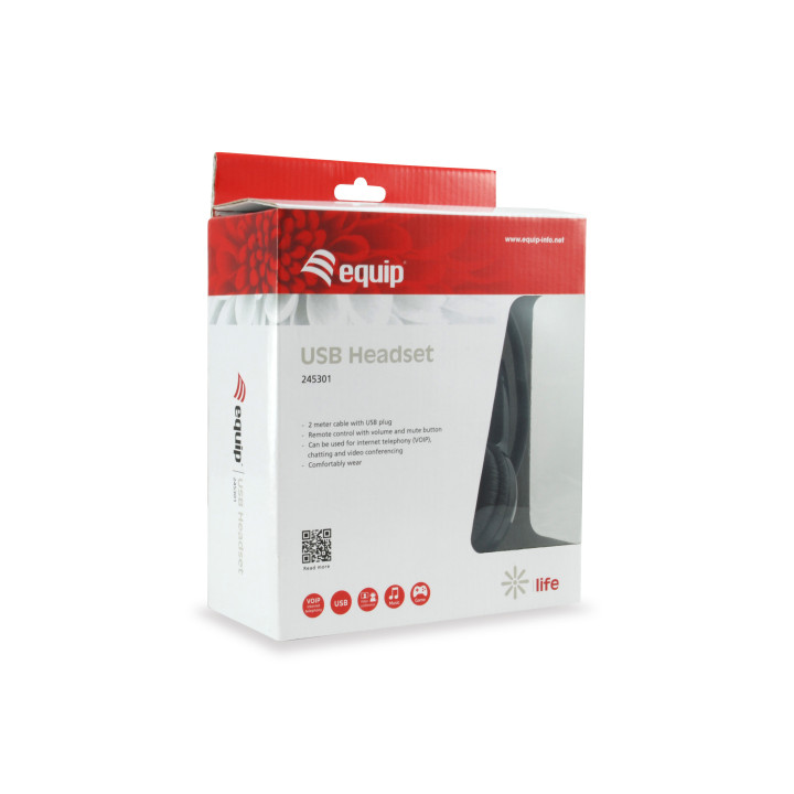 Equip 245301 auscultador Auscultadores Fita de cabeça USB Type-A Preto