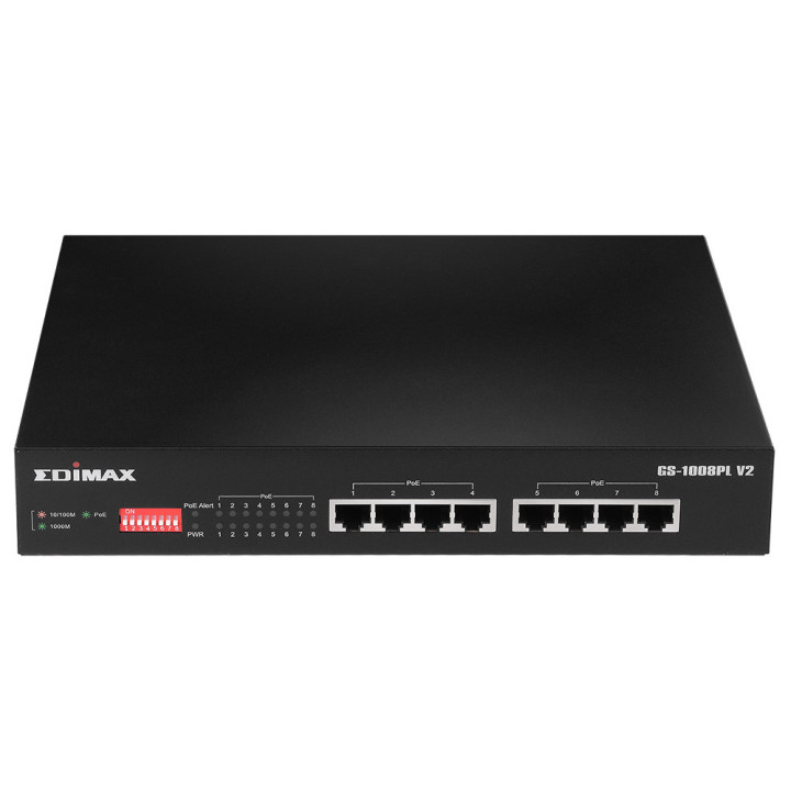 Edimax GS-1008PL V2 switch de rede Gerido L2 Gigabit Ethernet (10 100 1000) Power over Ethernet (PoE) 1U Preto