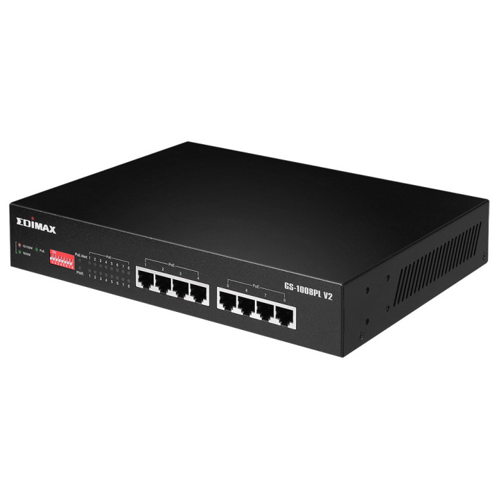 Edimax GS-1008PL V2 switch de rede Gerido L2 Gigabit Ethernet (10 100 1000) Power over Ethernet (PoE) 1U Preto