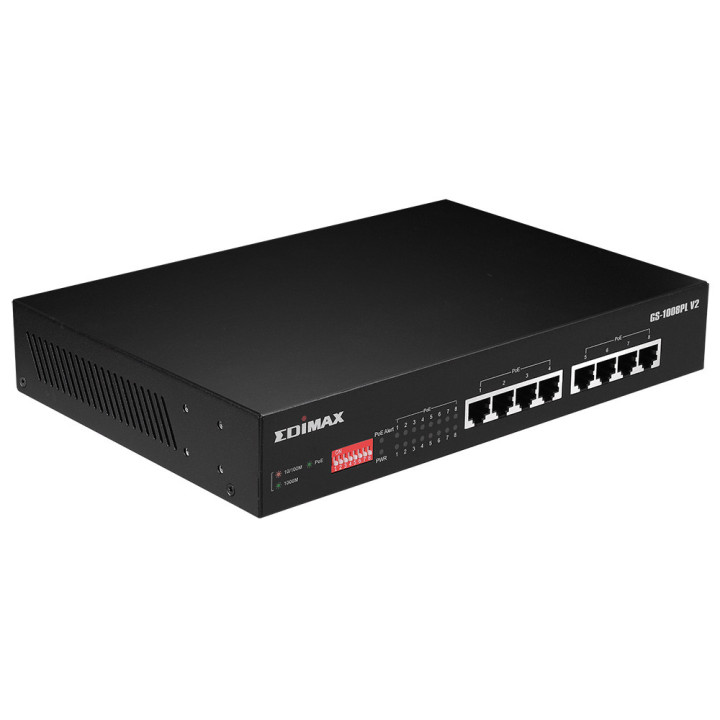 Edimax GS-1008PL V2 switch de rede Gerido L2 Gigabit Ethernet (10 100 1000) Power over Ethernet (PoE) 1U Preto