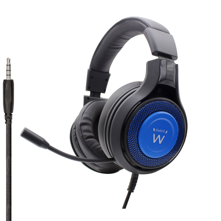 Ewent PL3322 auscultador Auscultadores Fita de pescoço Conetor 3,5 mm Preto, Azul