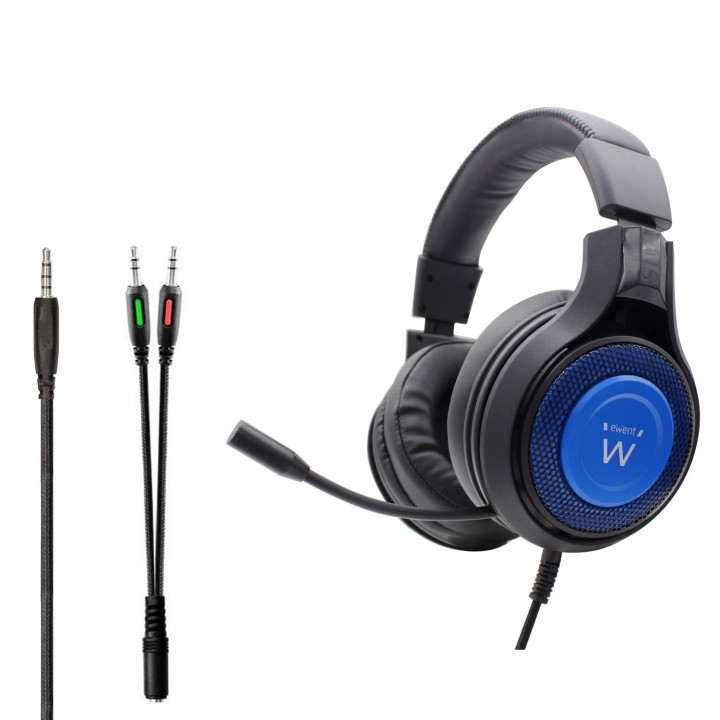 Ewent PL3322 auscultador Auscultadores Fita de pescoço Conetor 3,5 mm Preto, Azul