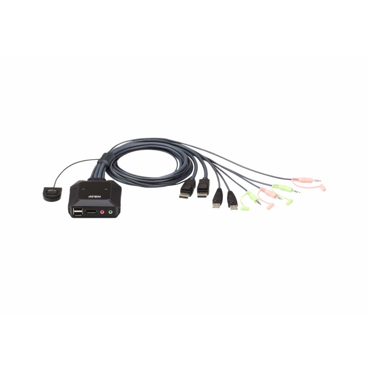 Aten Switch USB DisplayPort Cabo KVM de 2 portas com seletor de porta remota
