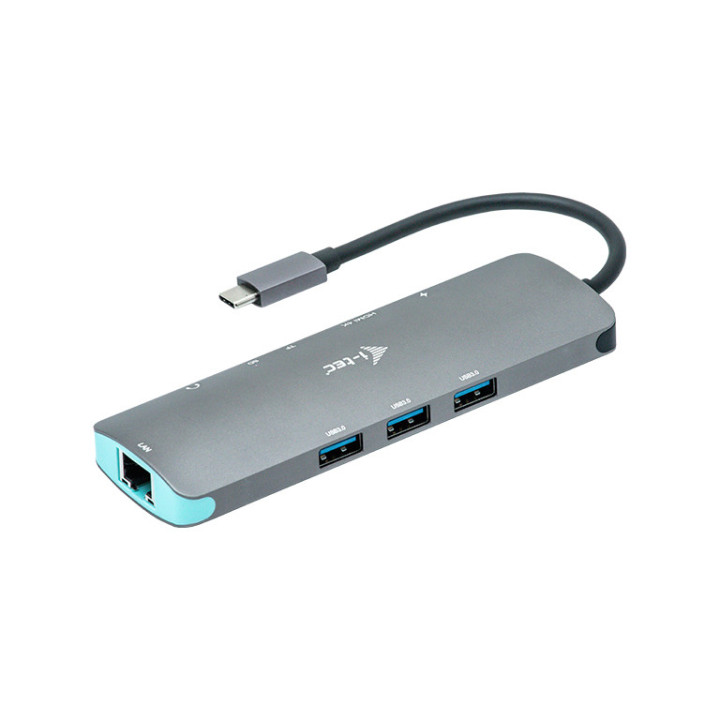 i-tec Metal C31NANODOCKLANPD base & duplicador de portas Com fios USB 3.2 Gen 1 (3.1 Gen 1) Type-C Prateado, Turquesa