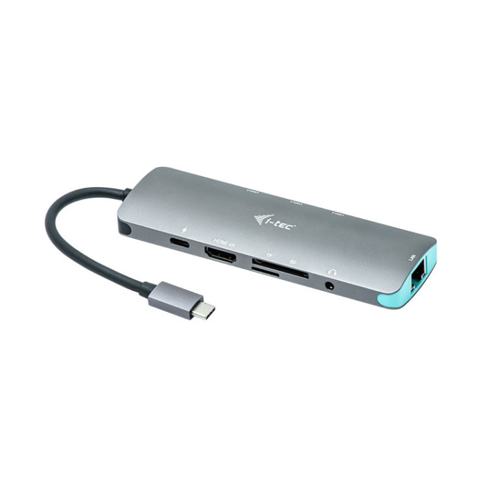 i-tec Metal C31NANODOCKLANPD base & duplicador de portas Com fios USB 3.2 Gen 1 (3.1 Gen 1) Type-C Prateado, Turquesa