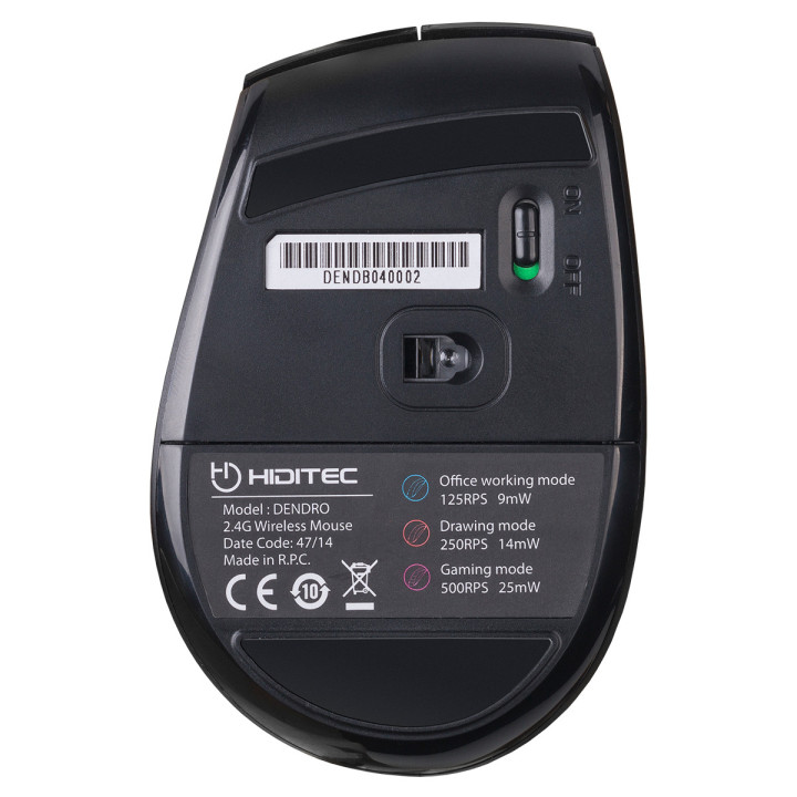 Hiditec Dendro rato Mão direita RF Wireless Ótico 2000 DPI