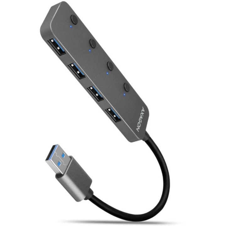Hub Switch AXAGON HUE-MSA Superspeed USB-A, 4x USB 3.0, Activo 20cm