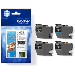 Pack 4 Tinteiros Originais Brother LC-421VAL Rendimento padrão Preto,