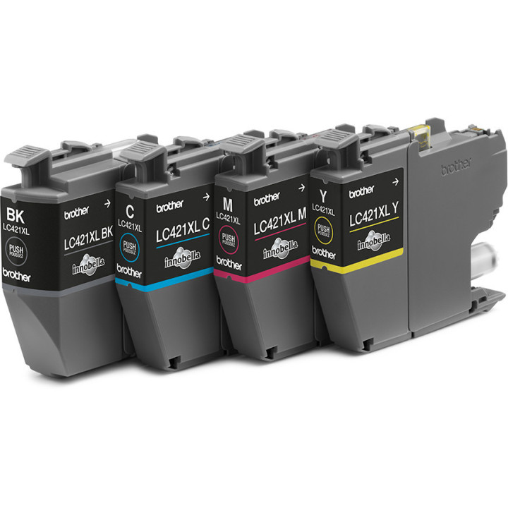 Pack 4 Tinteiros Originais Brother LC-421XLVAL XL Preto, Ciano,