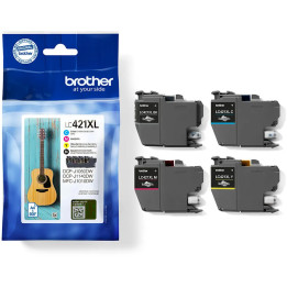 Pack 4 Tinteiros Originais Brother LC-421XLVAL XL Preto, Ciano,