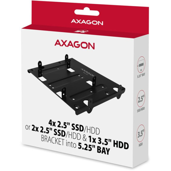 Suporte para baia 5.25'' AXAGON RHD-435 para 4x 2.5"SSD/HDD /2x 2.5"SSD/HDD + 1x 3.5" HDD