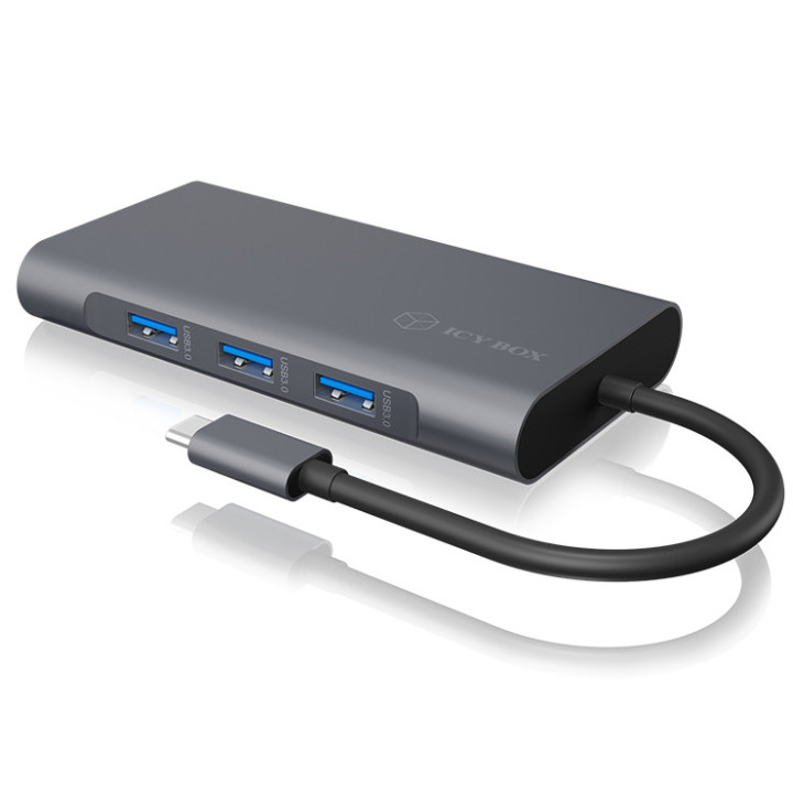 ICY BOX IB-DK4040-CPD base & duplicador de portas Com fios USB 3.2 Gen 1 (3.1 Gen 1) Type-C Antracite, Preto