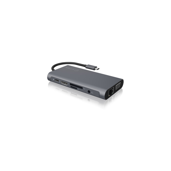 ICY BOX IB-DK4040-CPD base & duplicador de portas Com fios USB 3.2 Gen 1 (3.1 Gen 1) Type-C Antracite, Preto