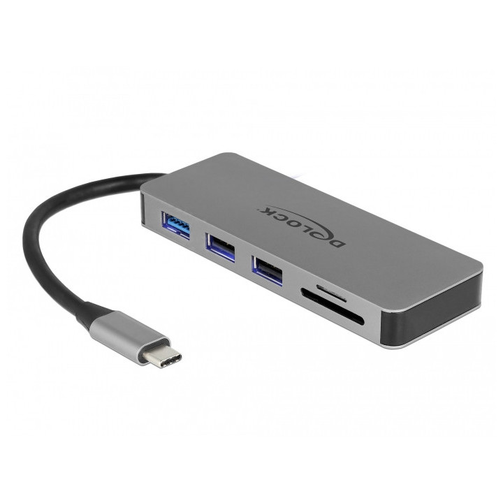DeLOCK 87743 hub de interface USB 3.2 Gen 1 (3.1 Gen 1) Type-C Cinzento