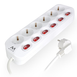 Ewent EW3933 extensão elétrica 1,5 m 6 tomada(s) CA Interior Vermelho, Branco