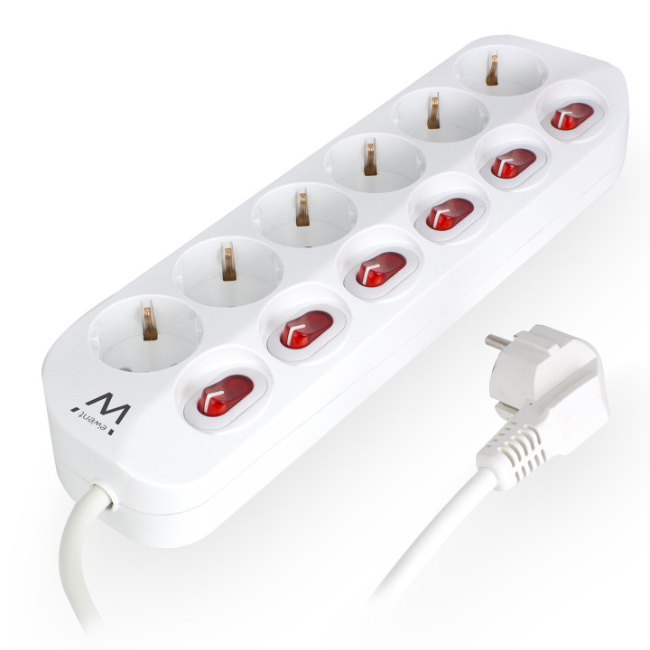 Ewent EW3933 extensão elétrica 1,5 m 6 tomada(s) CA Interior Vermelho, Branco