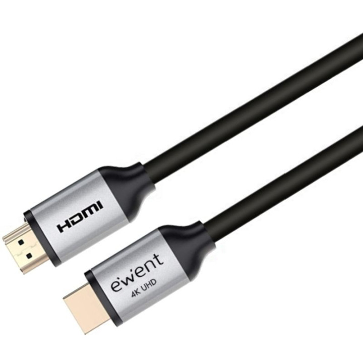 Cabo de Monitor Ewent HDMI 2.0 Macho/Macho 1.8 Metros c/Ethernet 4K@60Hz Preto