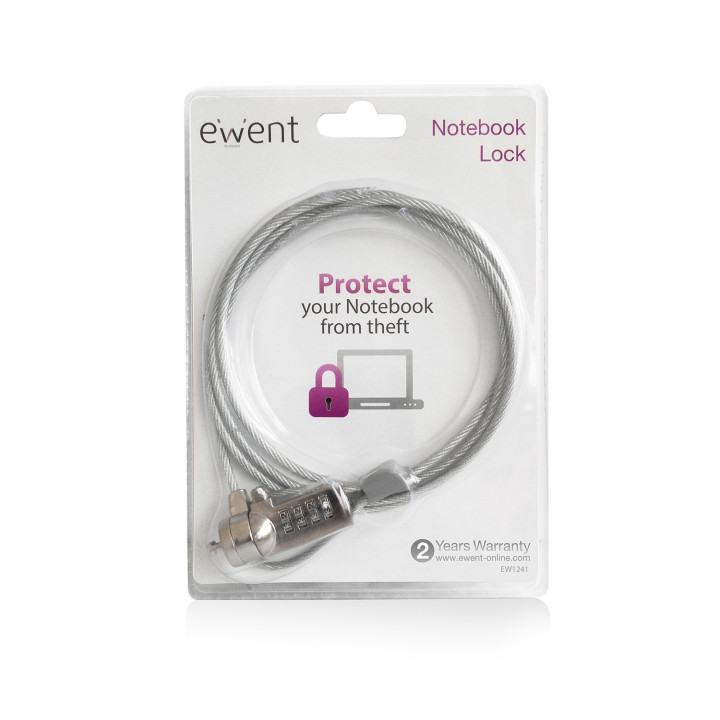 Ewent EW1241 cadeado antirroubo Prateado 1,5 m