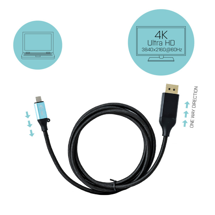 Cabo i-tec USB Type-C p/ DisplayPort 1,5 m Preto