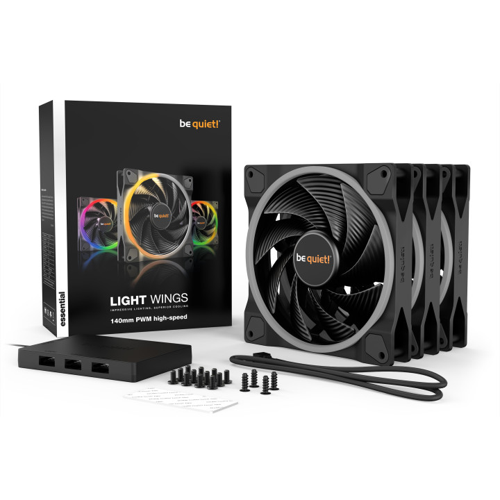 be quiet! Light Wings | 140mm PWM Triple Pack high-speed Caixa de computador Ventoinha 14 cm Preto 3 unidade(s)